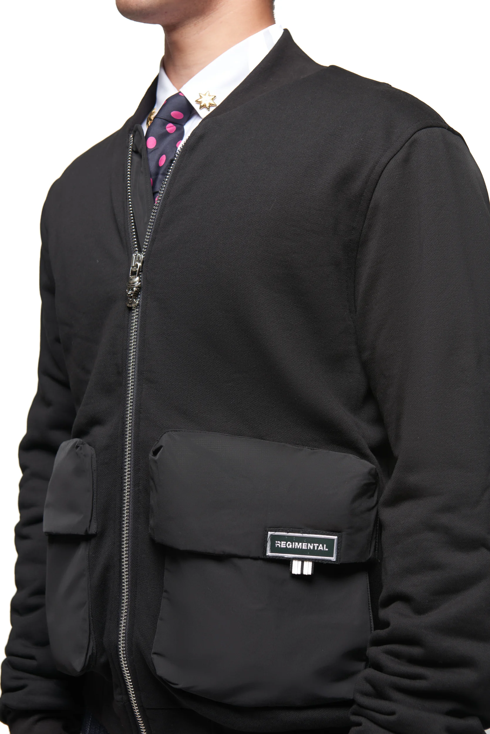 Regimental Milano B-Glam Nero – dettaglio tasca military vintage in tessuto tecnologico