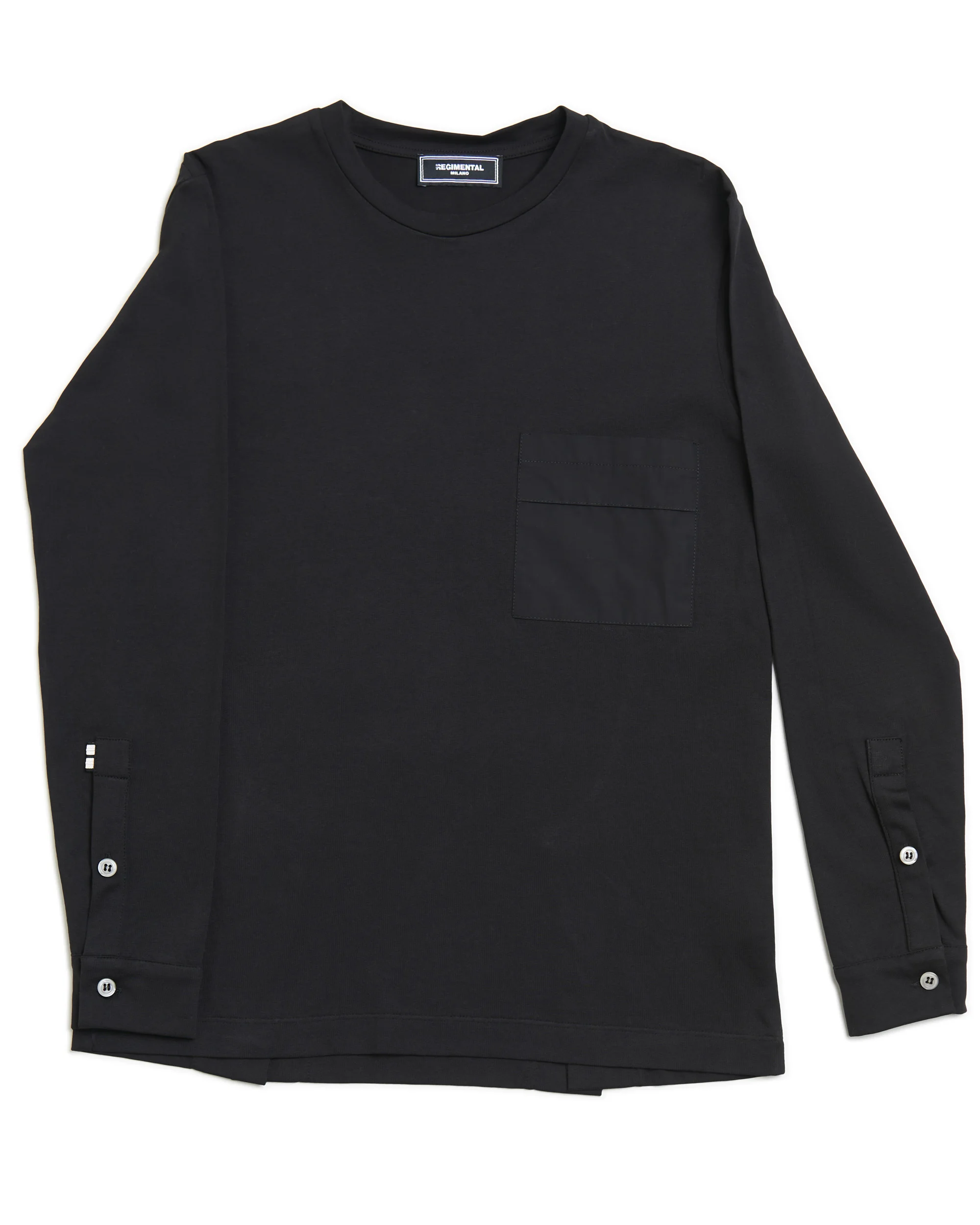 Regimental Milano T-Jacket – giacca in jersey bielastico nero con gallone logo, vista frontale