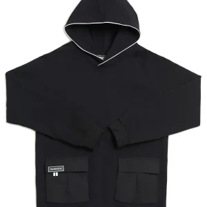 Regimental Milano H-Zip Tecno Nero – hoodie con zip in jersey felpato nero, vista frontale