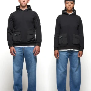 Uomo/Donna con hoodie zip Regimental Milano H-Zip Tecno nero – urban glamour made in Italy