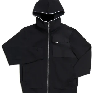 Regimental Milano H-Zip Tecno Nero – hoodie con zip in jersey felpato nero, vista frontale