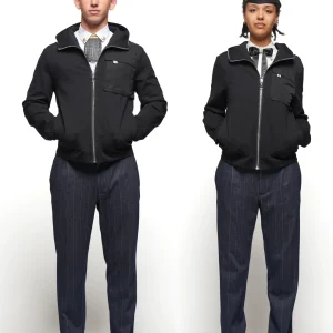 Uomo/Donna con hoodie zip Regimental Milano H-Zip Tecno nero – urban glamour made in Italy