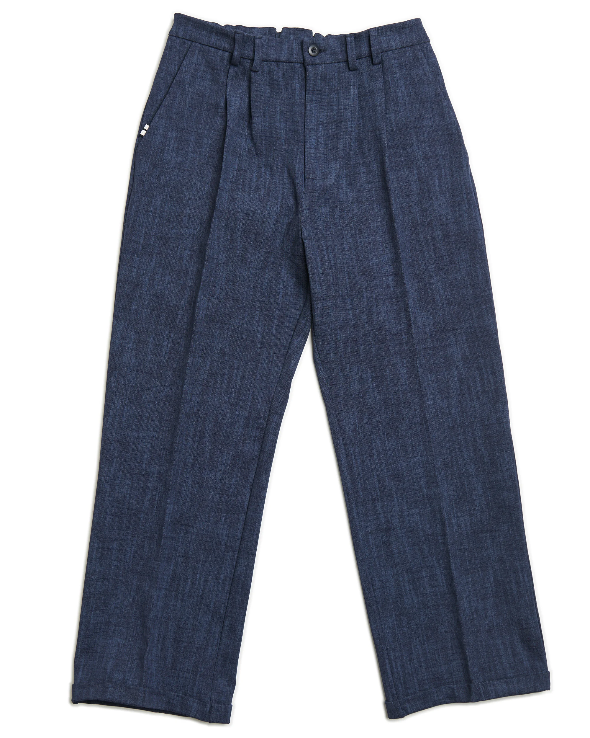 Regimental Milano P-La Large Effetto Jeans – pantalone large in jersey blu effetto denim, vista frontale