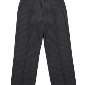 Regimental Milano P-La Large – pantalone large con pinces in gessato nero grigio sfumato, vista frontale