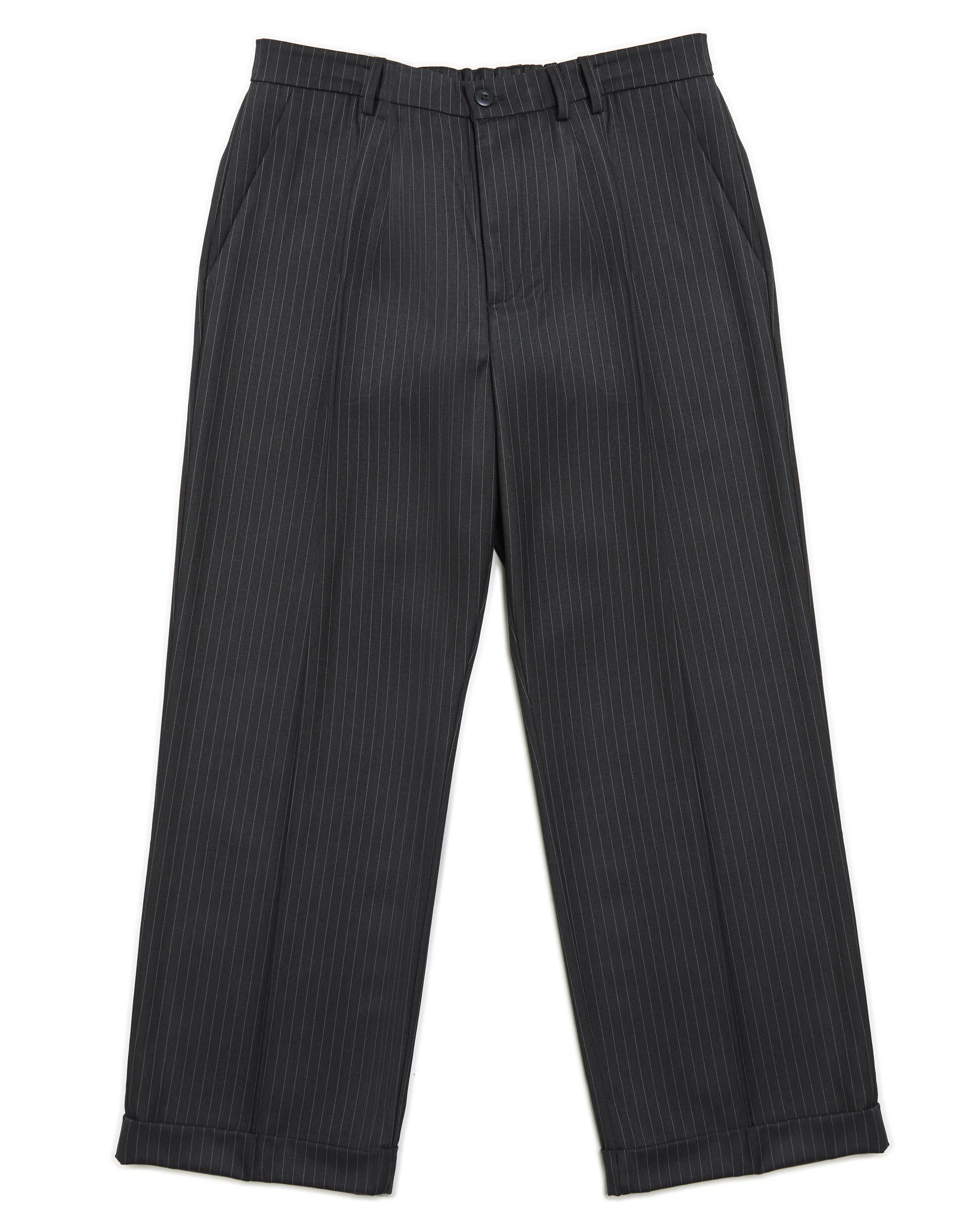 Regimental Milano P-La Large – pantalone large con pinces in gessato nero grigio sfumato, vista frontale