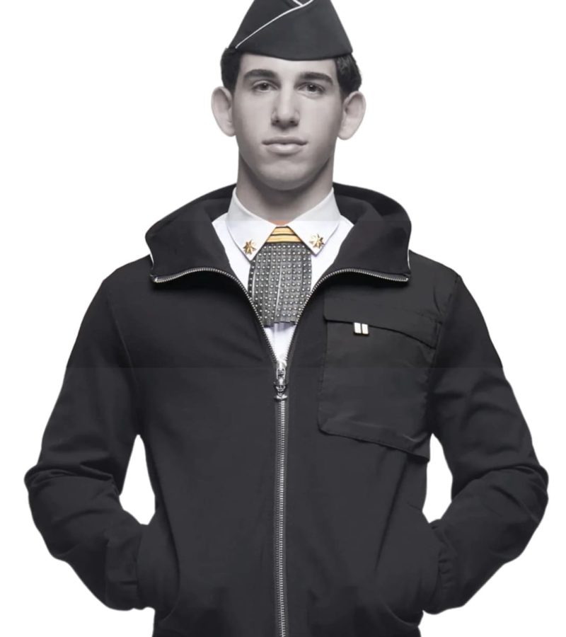 Uomo con hoodie zip Regimental Milano H-Zip Tecno nero – urban glamour made in Italy